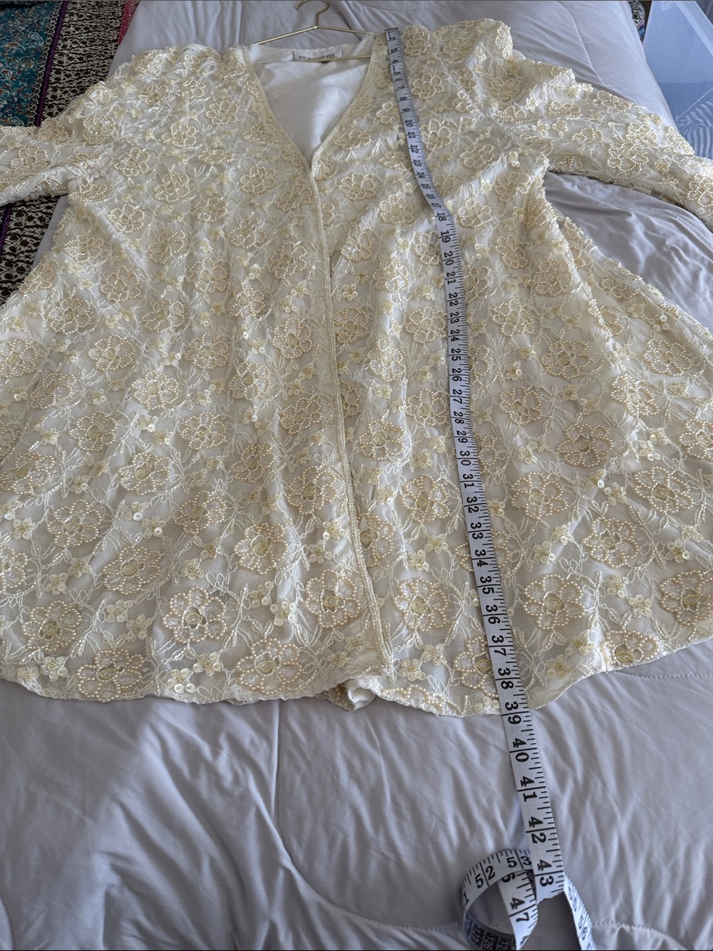 Silhouette Cream Lace Beaded Evening Jacket - Picture 6 of 6